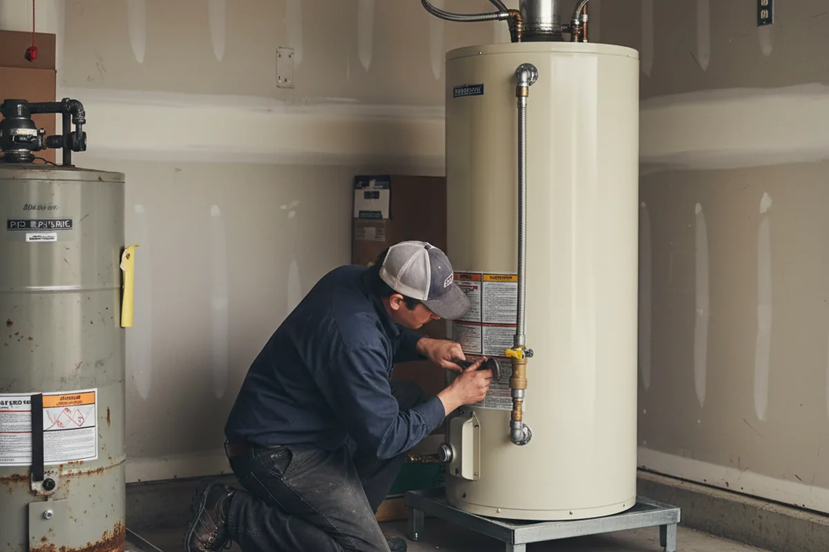 Water heater and shutoff valve replacement in Sharpes